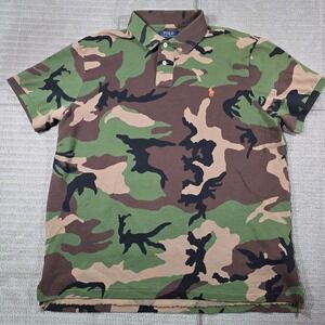 Polo Ralph Lauren Shirt Mens XL Woodland Camo Cotton Pony Military Golf